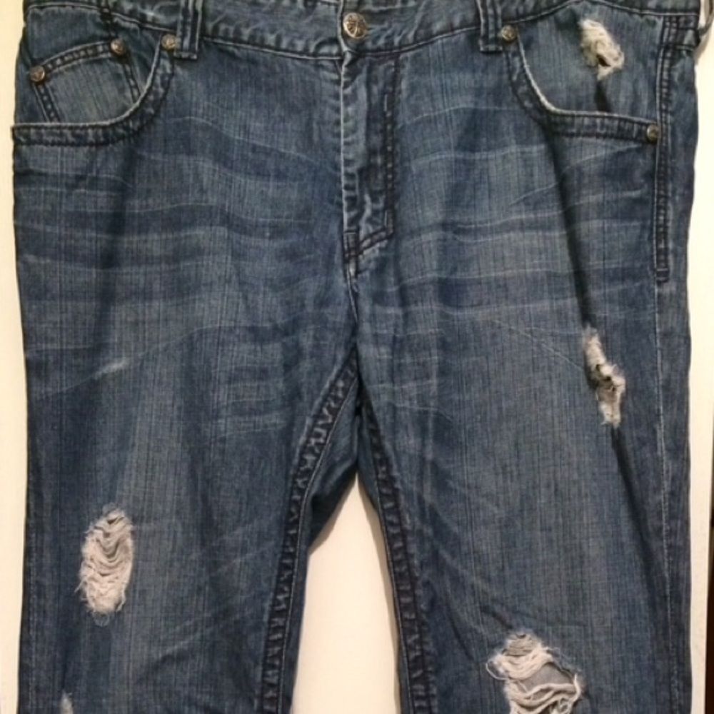 Affliction Blake relaxed distressed straight leg